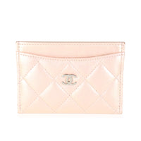 Pink Iridescent Quilted Calfskin Card Holder