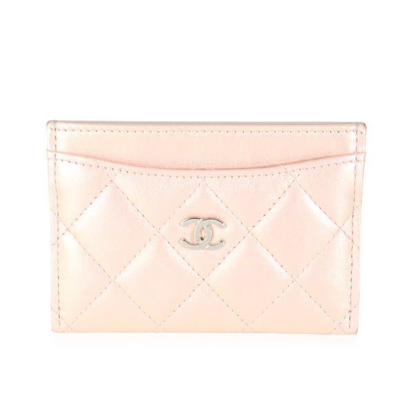 Pink Iridescent Quilted Calfskin Card Holder