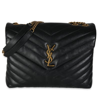 Black Y Quilted Calfskin Monogram Medium Loulou Chain