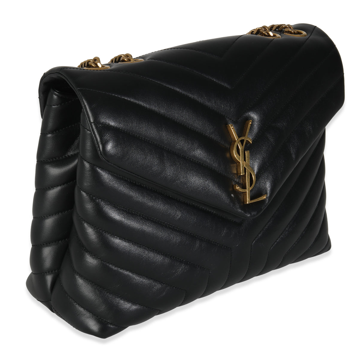 Black Y Quilted Calfskin Monogram Medium Loulou Chain