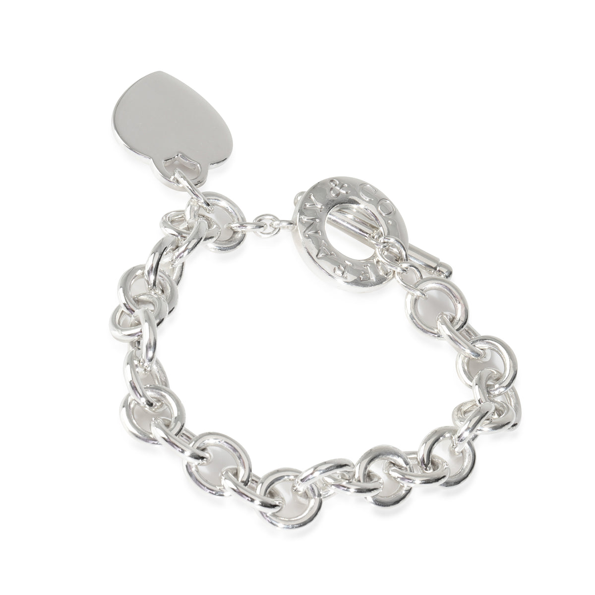 Sterling Silver  Heart Tag Bracelet