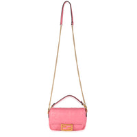 Pink Dalia FF 1974 Nappa Embossed Mini Baguette Bag