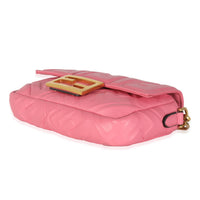 Pink Dalia FF 1974 Nappa Embossed Mini Baguette Bag