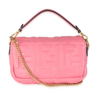 Pink Dalia FF 1974 Nappa Embossed Mini Baguette Bag