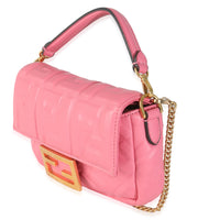 Pink Dalia FF 1974 Nappa Embossed Mini Baguette Bag