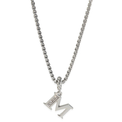 Sterling Silver Diamond Pave Initial M Pendant