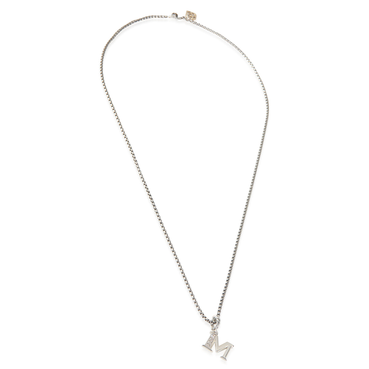 Sterling Silver Diamond Pave Initial M Pendant