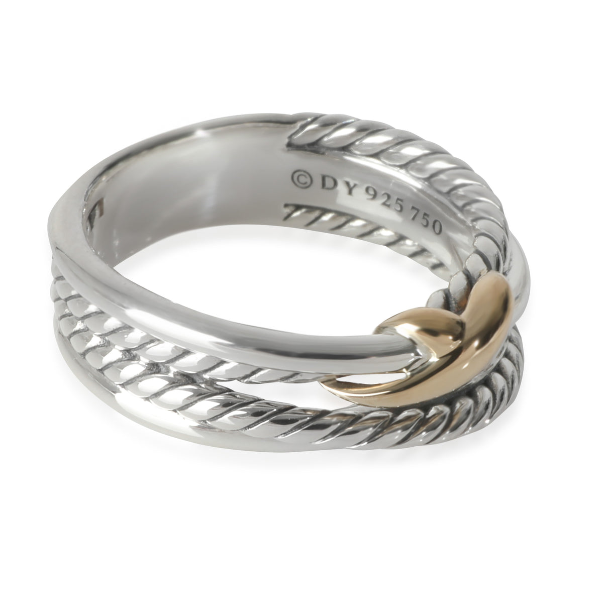 Yellow Gold & Sterling Silver  Crossover X Ring