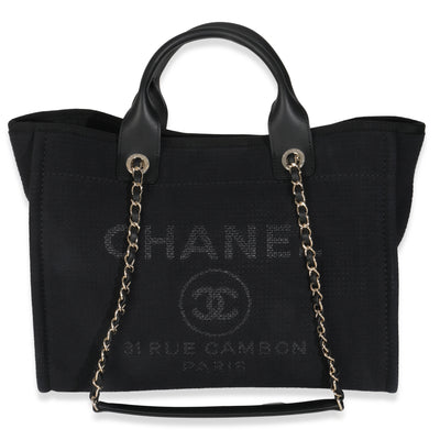 24B Black Mixed Fibers Large Deauville Tote