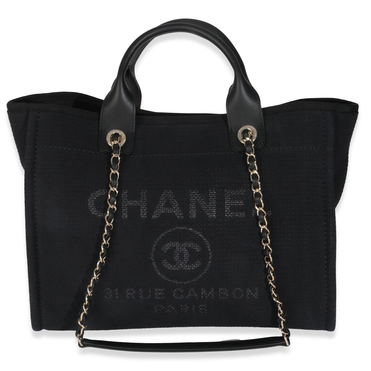 24B Black Mixed Fibers Large Deauville Tote