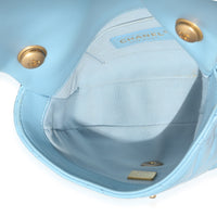 Light Blue Quilted Lambskin Mini Lacquered Chain Flap Bag