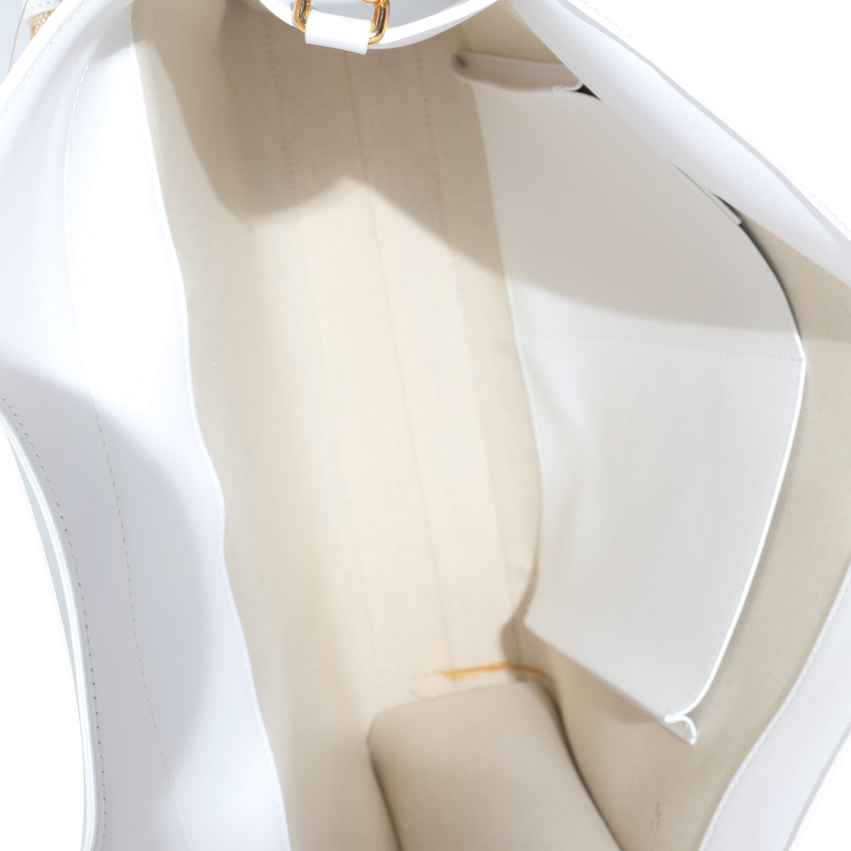 White Beige Monogram Canvas Smooth Calfskin Medium Pocket Bag