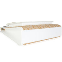 White Beige Monogram Canvas Smooth Calfskin Medium Pocket Bag