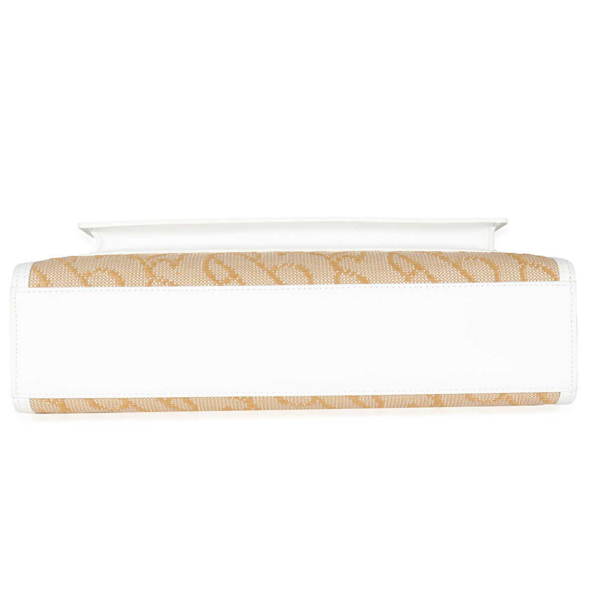 White Beige Monogram Canvas Smooth Calfskin Medium Pocket Bag