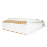 White Beige Monogram Canvas Smooth Calfskin Medium Pocket Bag