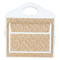 White Beige Monogram Canvas Smooth Calfskin Medium Pocket Bag