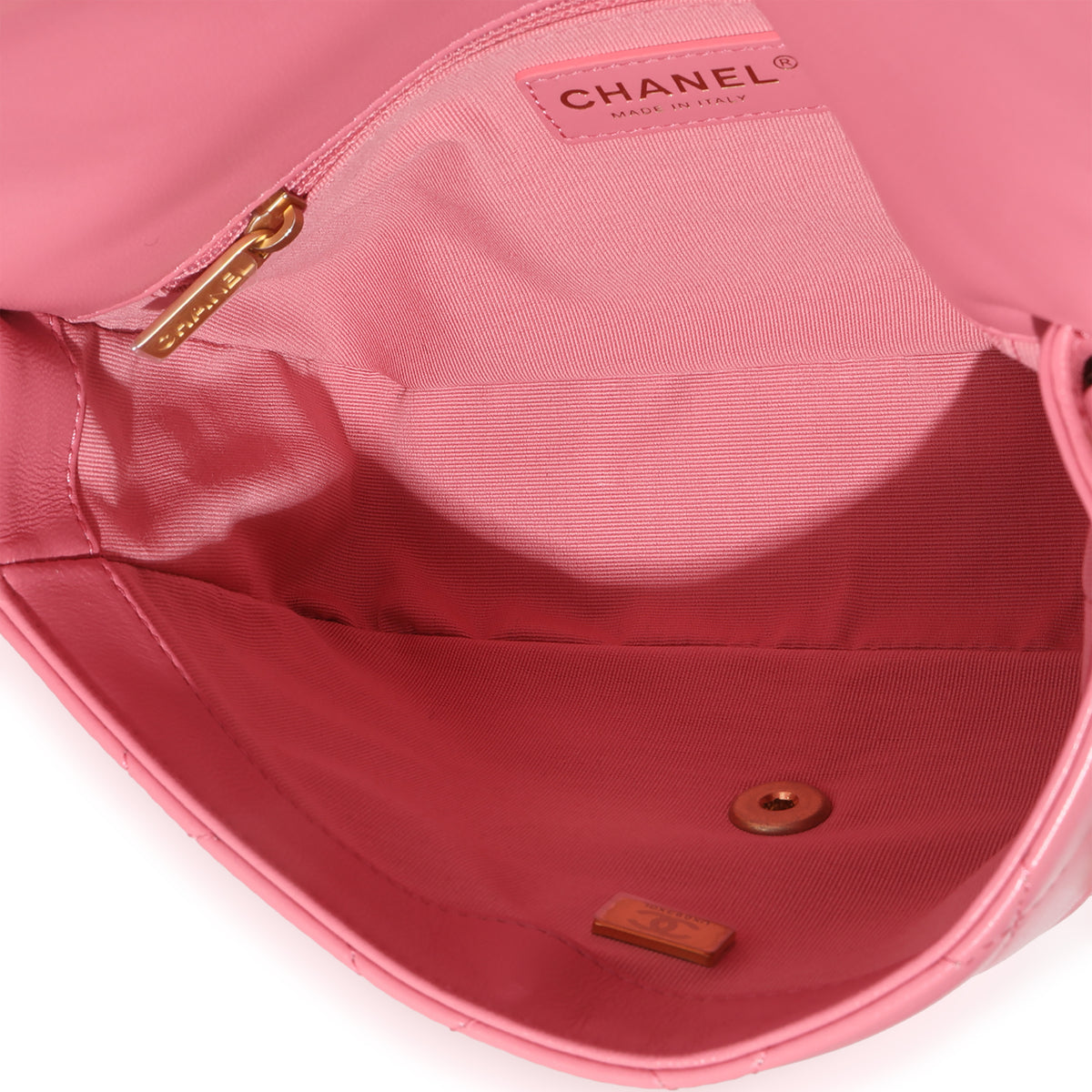 Pink Quilted Calfskin Chain Around Mini Square Flap Bag