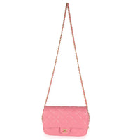 Pink Quilted Calfskin Chain Around Mini Square Flap Bag