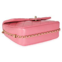 Pink Quilted Calfskin Chain Around Mini Square Flap Bag