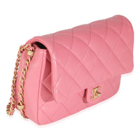 Pink Quilted Calfskin Chain Around Mini Square Flap Bag