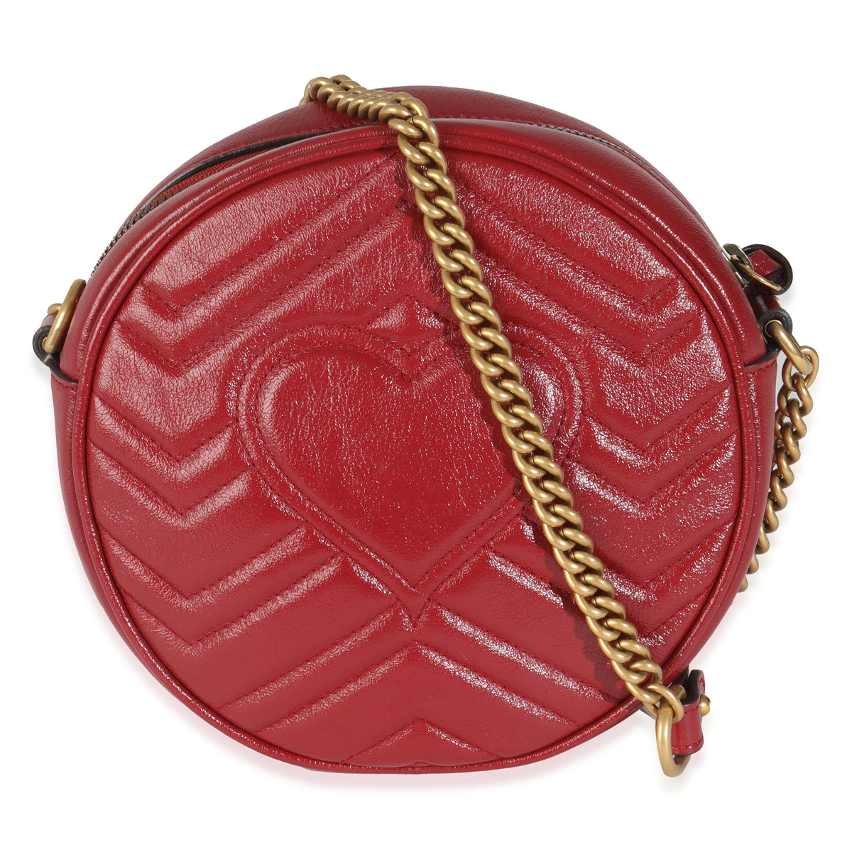Gucci Red Matelasse Calfskin GG Marmont Round Chain Bag myGemma
