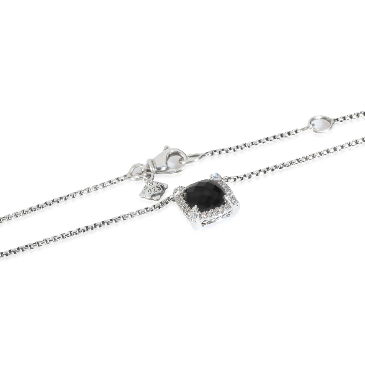 Sterling Silver Onyx and Diamond Petite Chatelaine Pendant