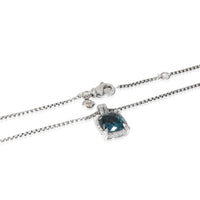 Sterling Silver Topaz and Diamond Chatelaine Pave Bezel Pendant