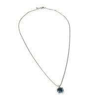 Sterling Silver Topaz and Diamond Chatelaine Pave Bezel Pendant