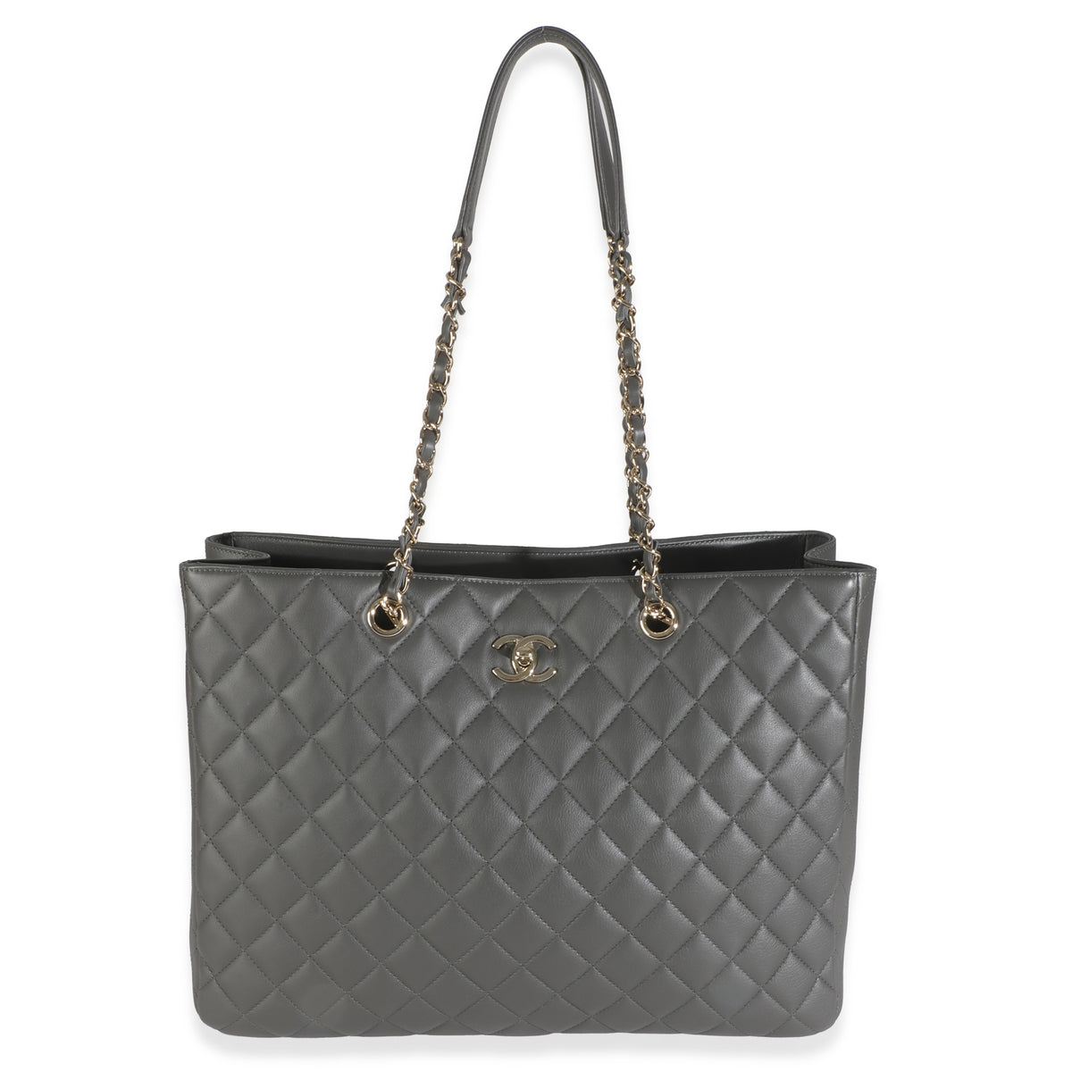 Grey Quilted Calfskin  Timeless Shopping Tote