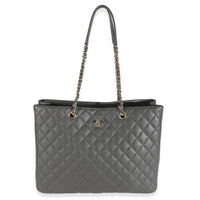 Grey Quilted Calfskin  Timeless Shopping Tote