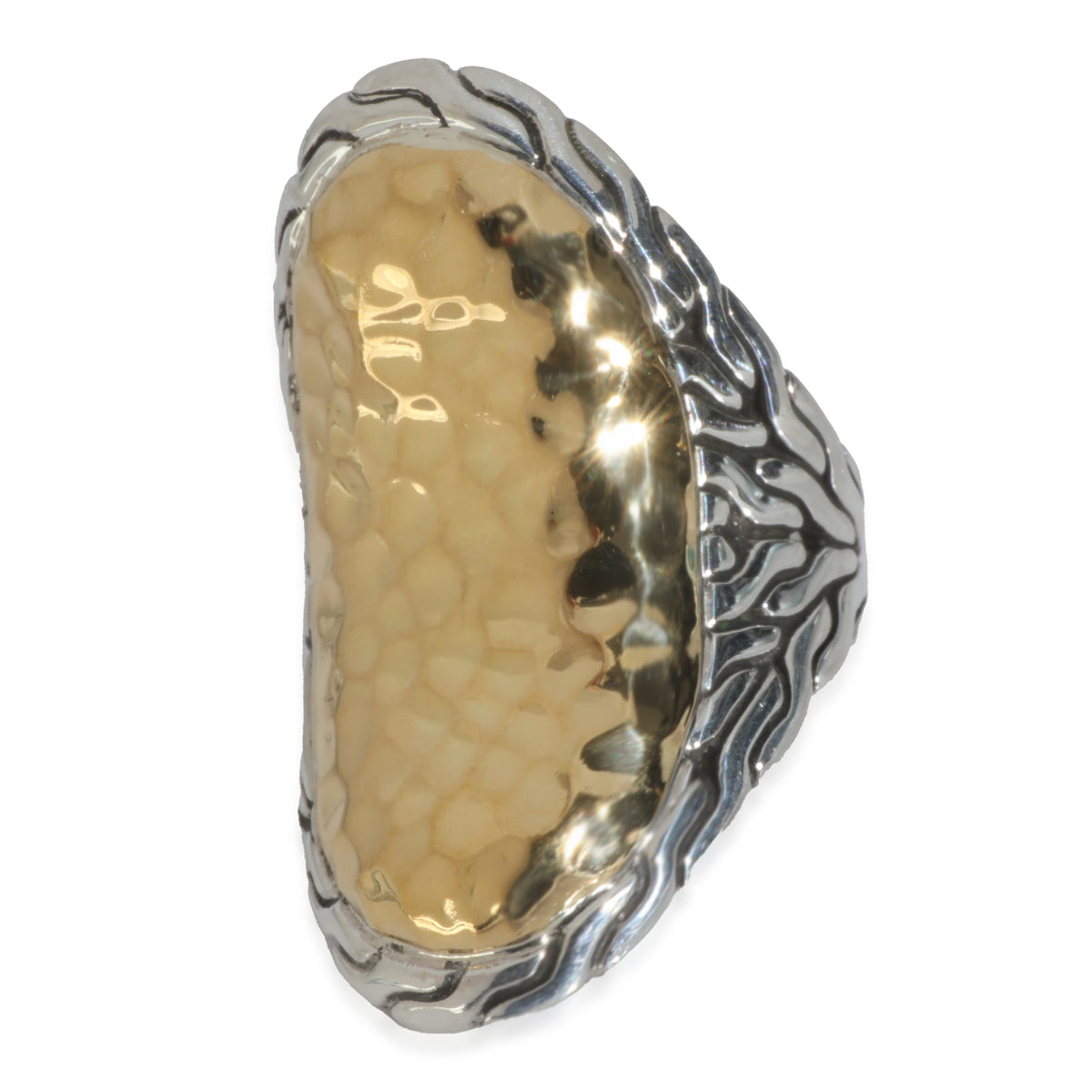 Yellow Gold & Sterling Silver  Palu Hammered Saddle Ring