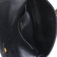 Black Smooth Leather Logo Plaque Shoulder Bag