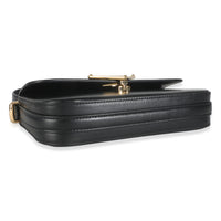 Black Smooth Leather Logo Plaque Shoulder Bag