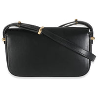 Black Smooth Leather Logo Plaque Shoulder Bag