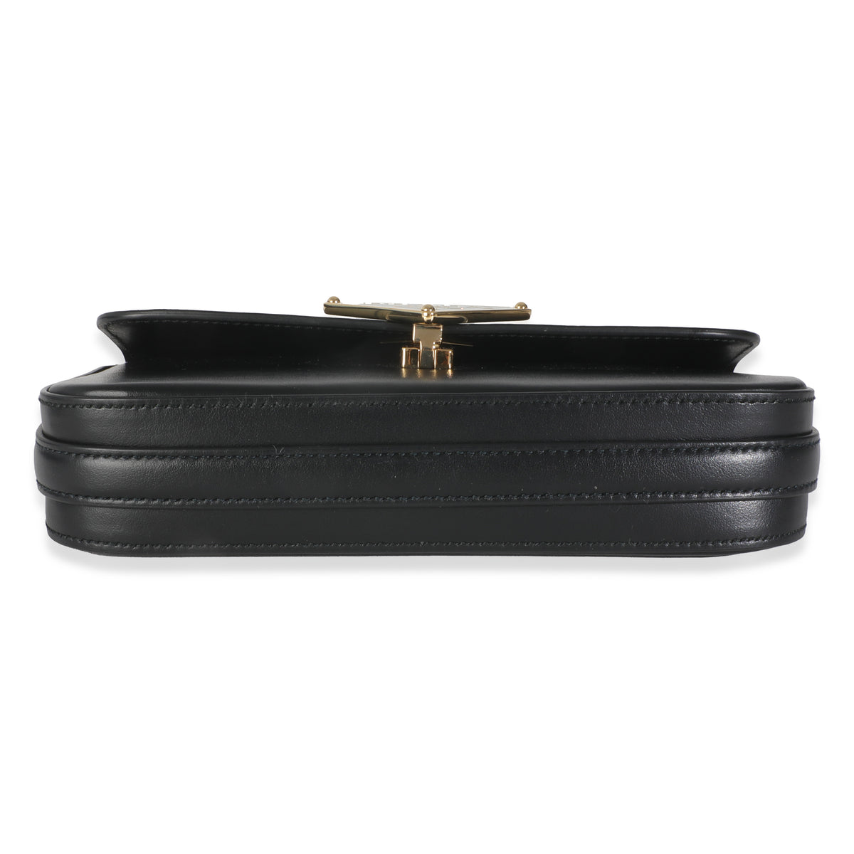 Black Smooth Leather Logo Plaque Shoulder Bag