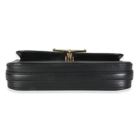 Black Smooth Leather Logo Plaque Shoulder Bag