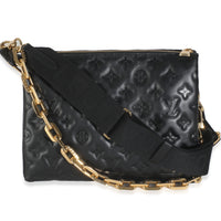 Black Lambskin Embossed Monogram Coussin PM