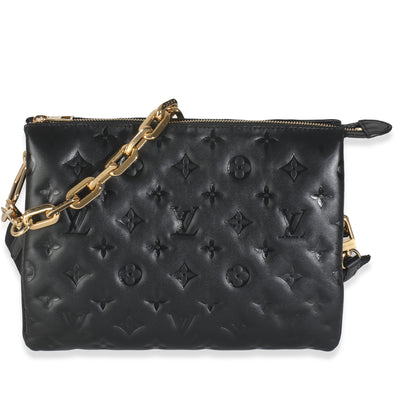 Black Lambskin Embossed Monogram Coussin PM