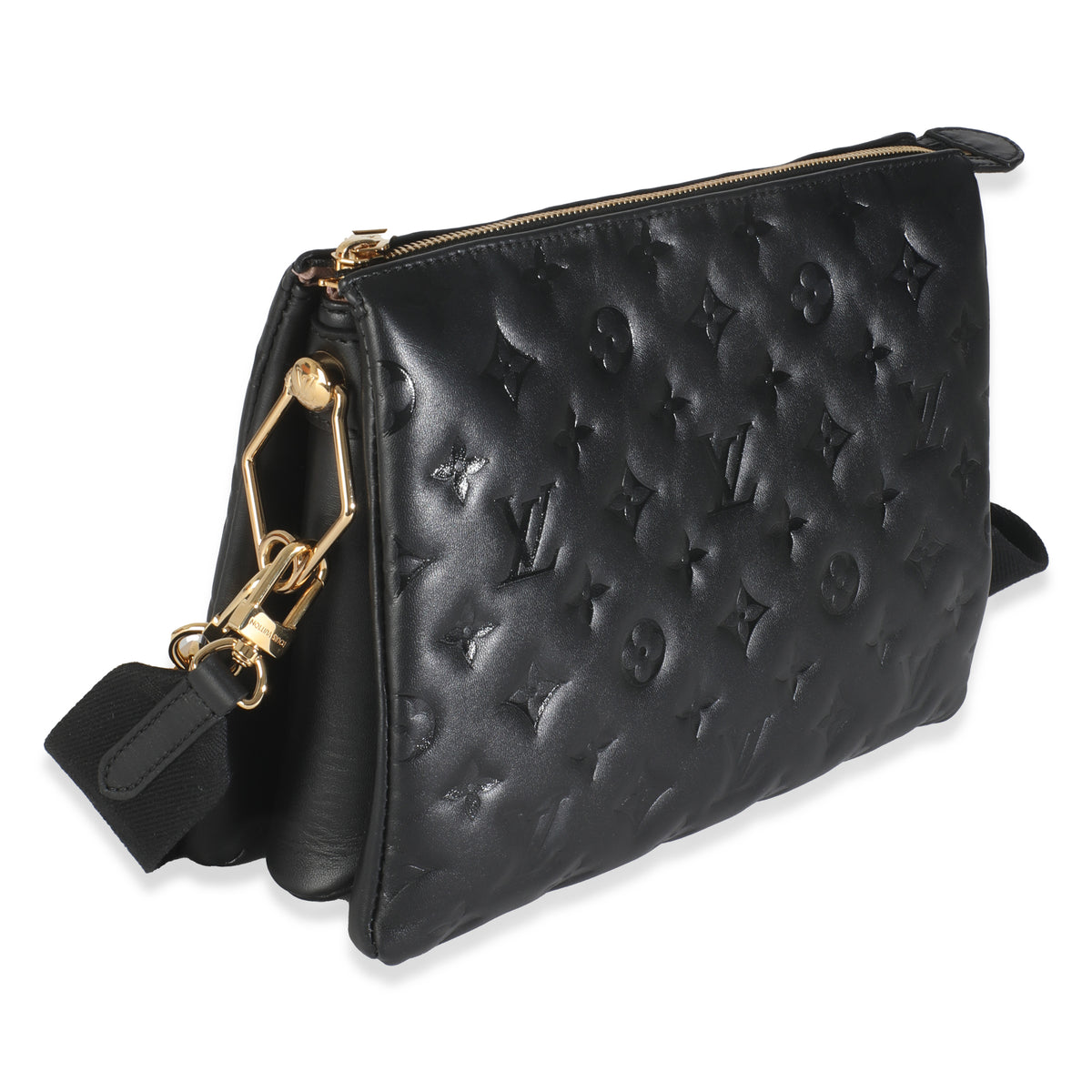 Black Lambskin Embossed Monogram Coussin PM