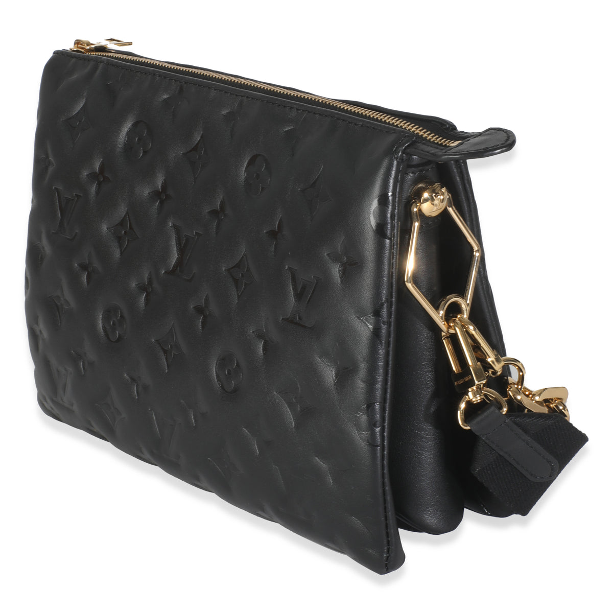 Black Lambskin Embossed Monogram Coussin PM