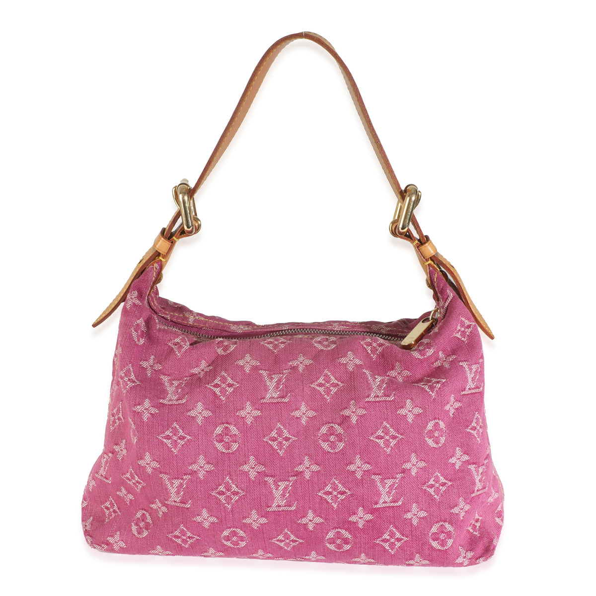 Pink Monogram Denim Pleaty Bag
