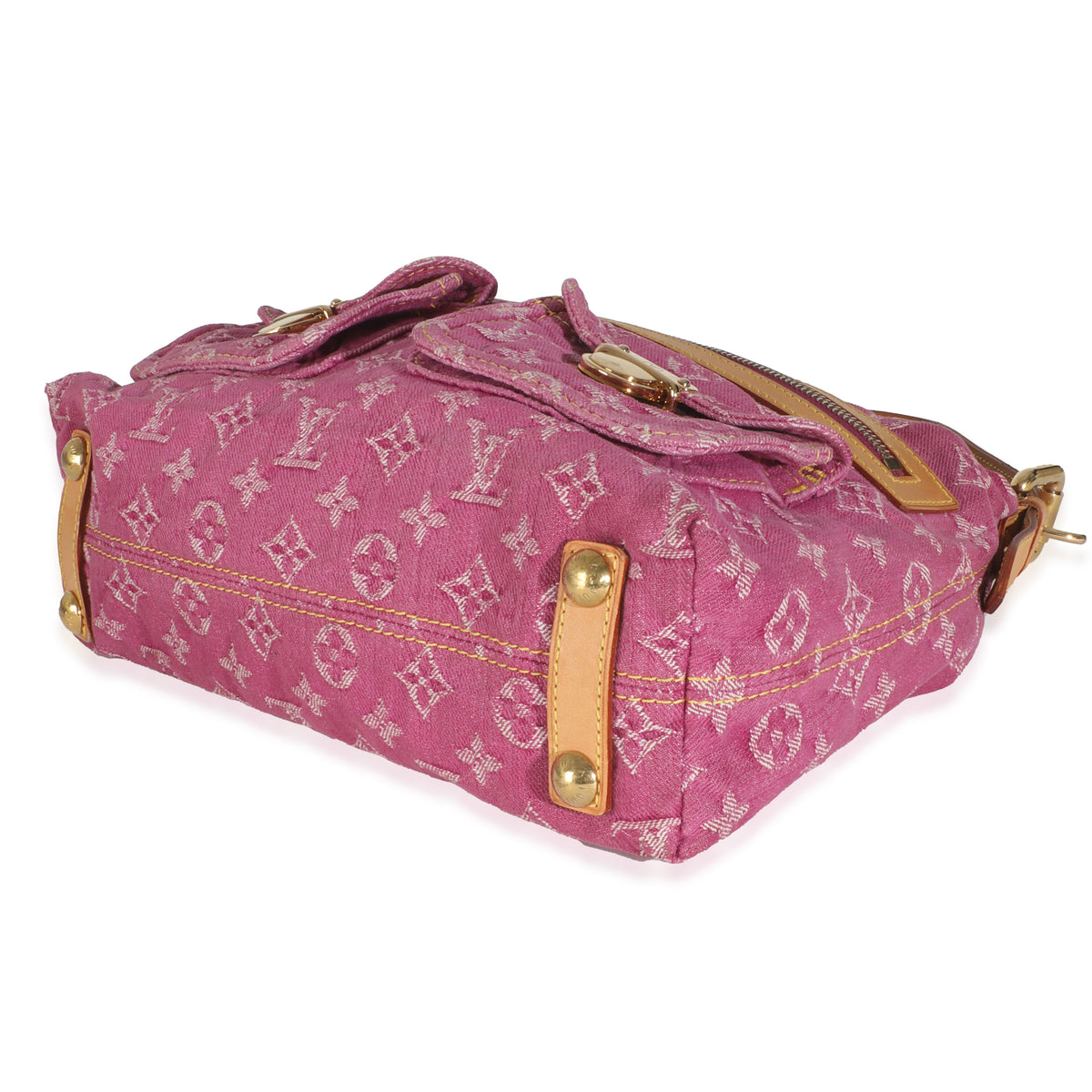 Pink Monogram Denim Pleaty Bag