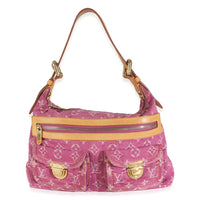 Pink Monogram Denim Pleaty Bag
