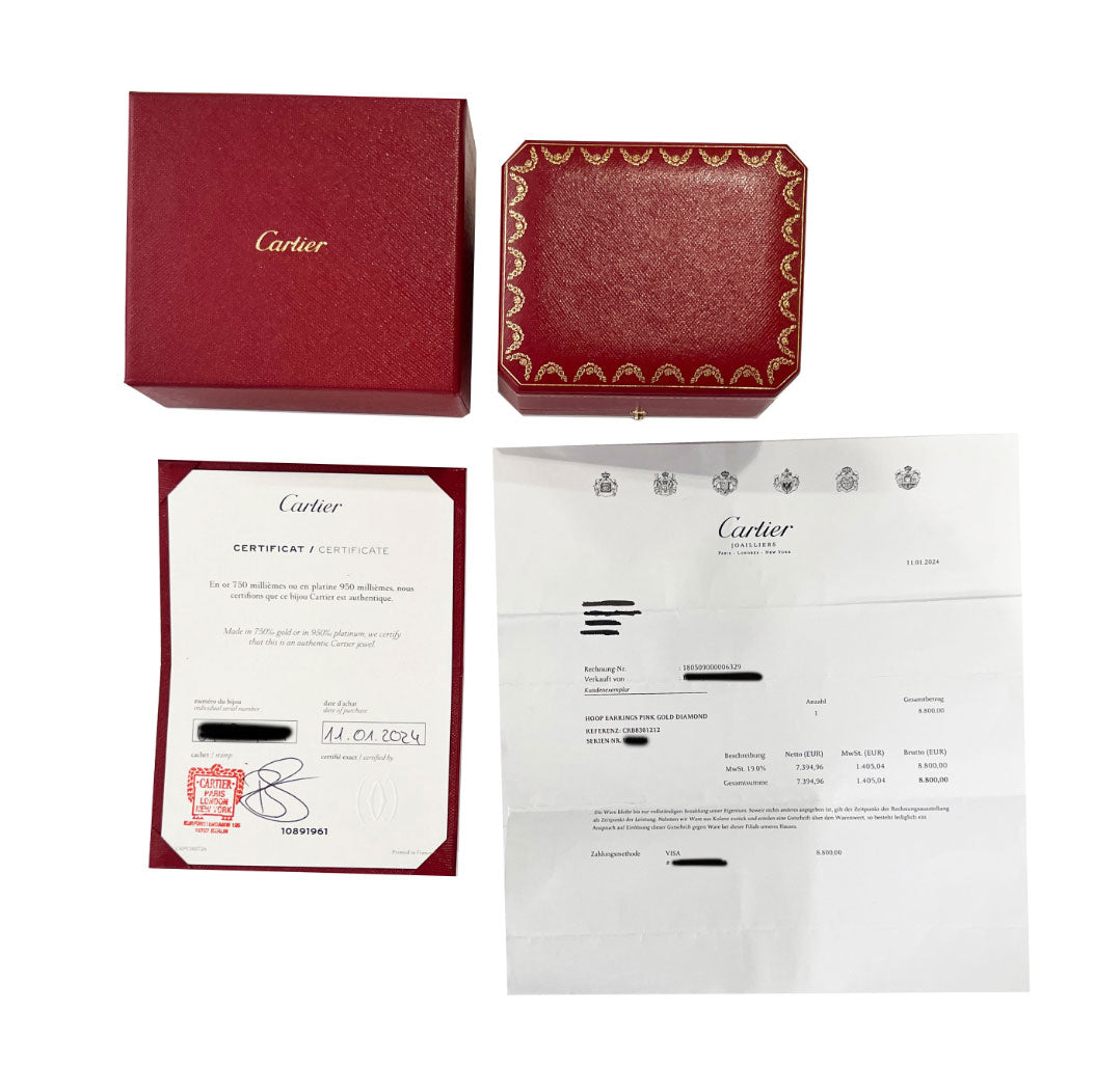 Cartier Rose Gold Diamond Large Model Juste Un Clou Hoop Earrings box
