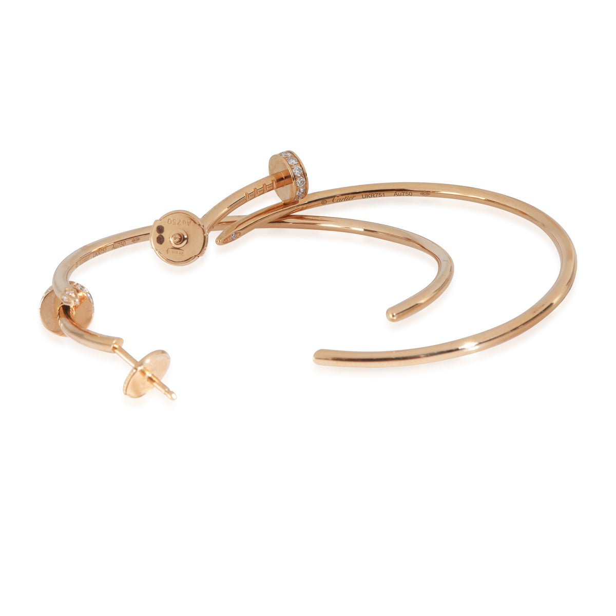 Cartier Rose Gold Diamond Large Model Juste Un Clou Hoop Earrings bv