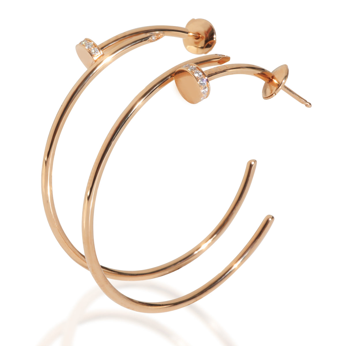 Cartier Rose Gold Diamond Large Model Juste Un Clou Hoop Earrings sv
