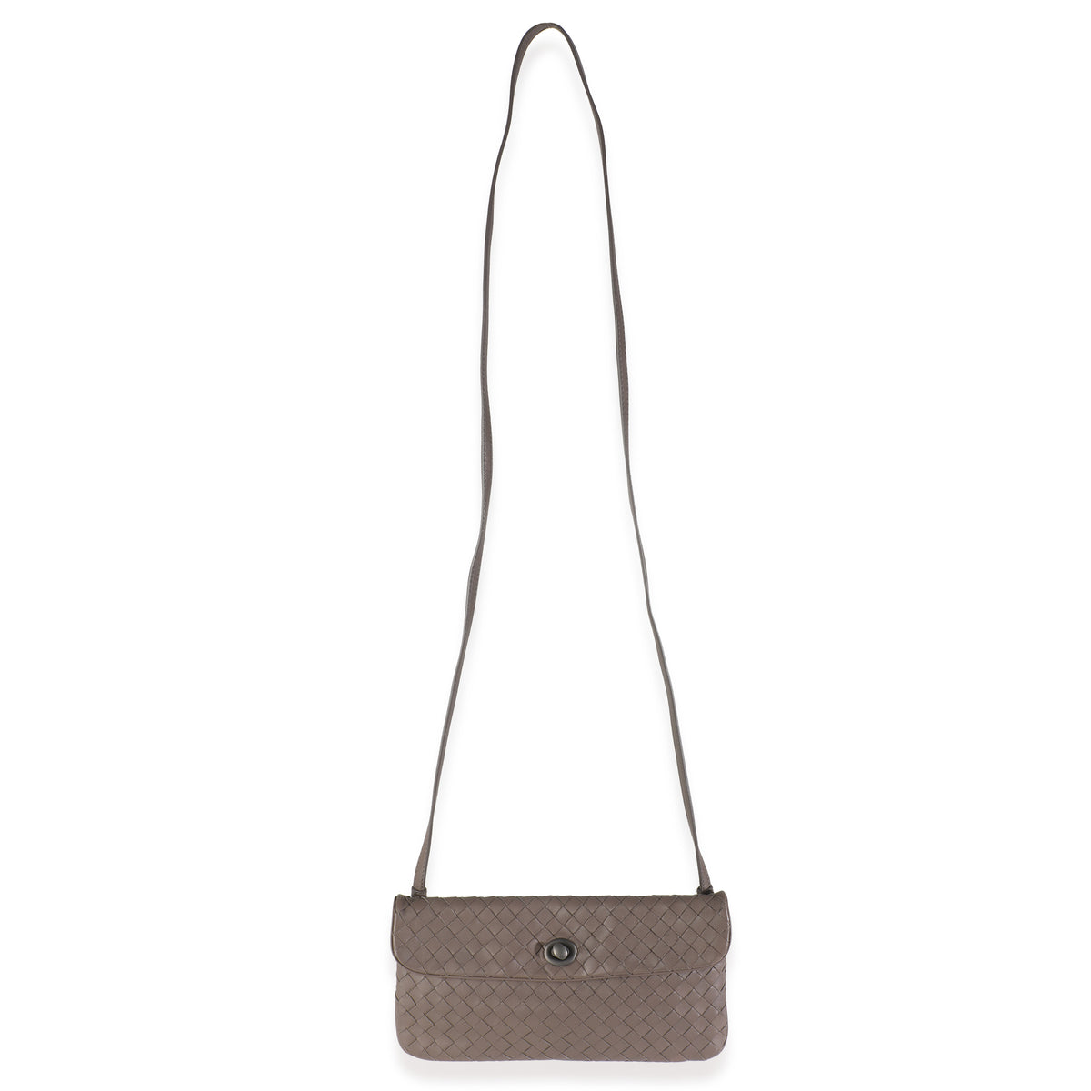 Dark Beige Intrecciato Nappa Mini Turnlock Crossbody Bag