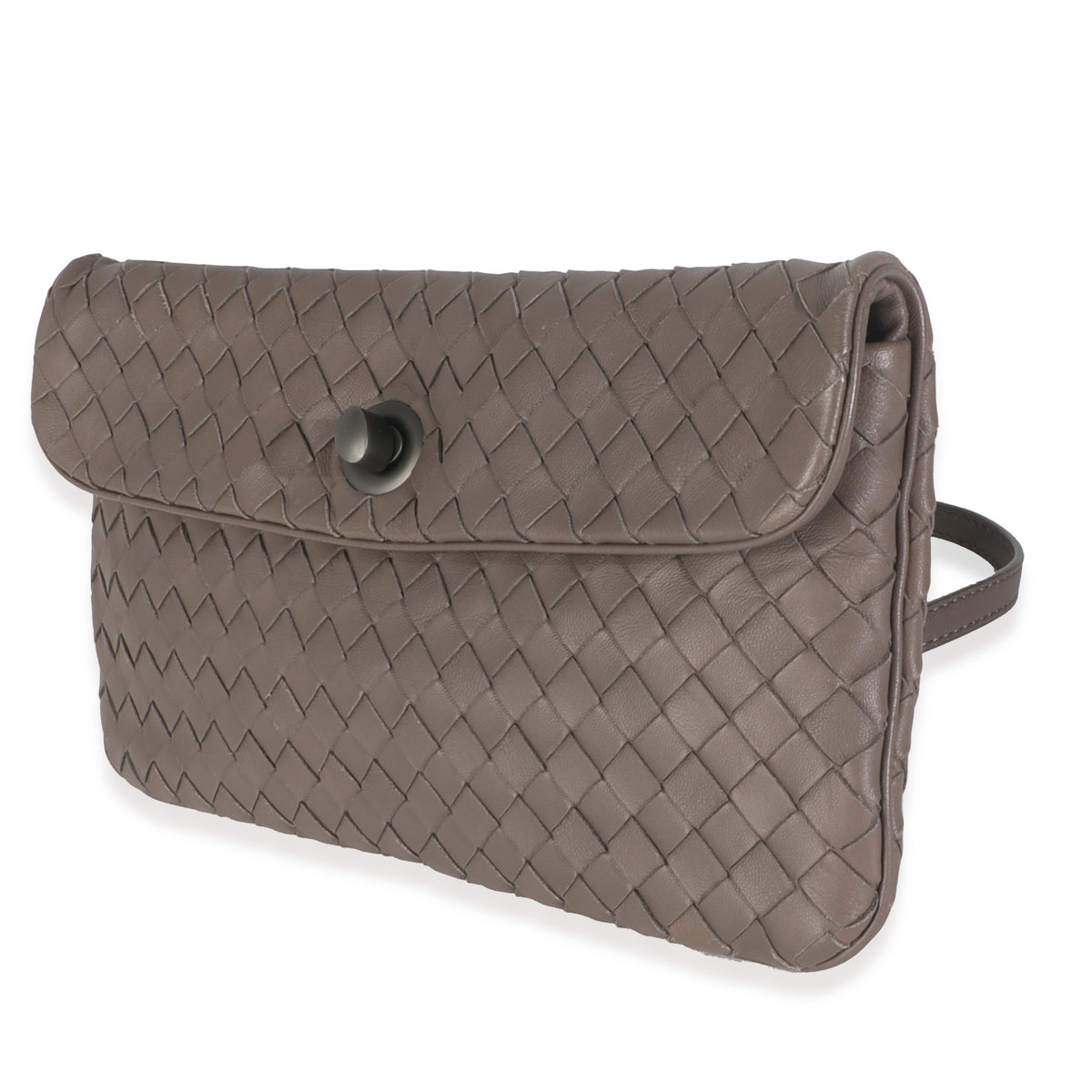 Dark Beige Intrecciato Nappa Mini Turnlock Crossbody Bag