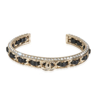 Gold-Plated  2023 Leather & Strass Cuff Bracelet