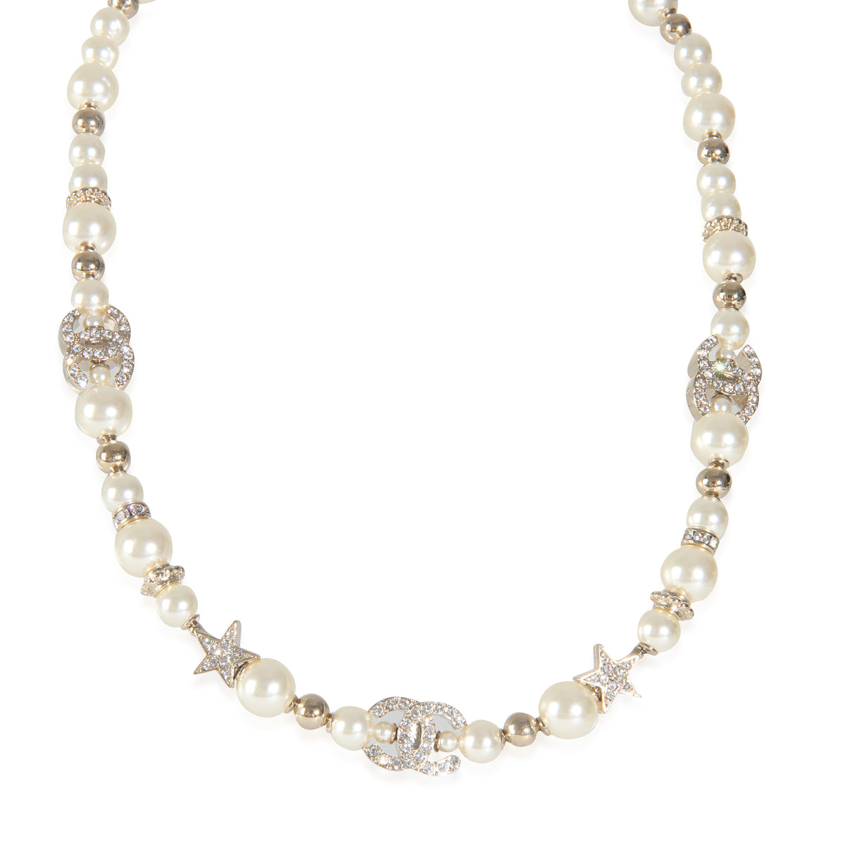 Gold-Plated  2023 Faux Pearl & Strass CC Choker Necklace